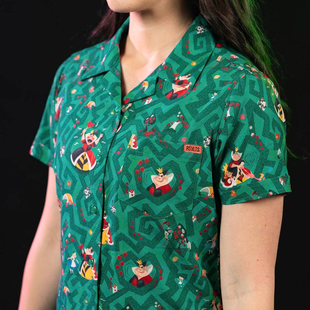 RSVLTS Off with Their Heads! Women's KUNUFLEX Short Sleeve Shirt in Green — detail 5