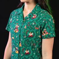 RSVLTS Off with Their Heads! Women's KUNUFLEX Short Sleeve Shirt in Green — detail 5