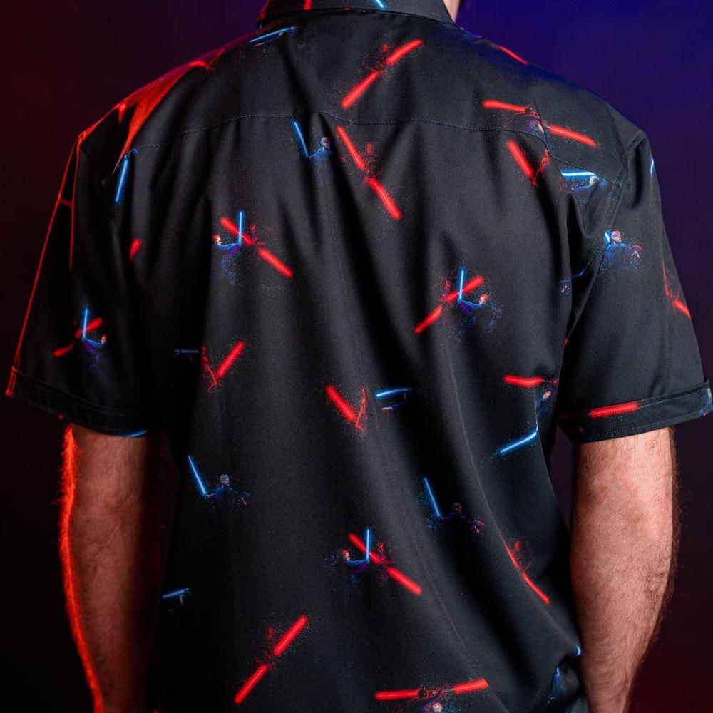 RSVLTS Duel of Fates KUNUFLEX Short Sleeve Shirt in Black — detail 6