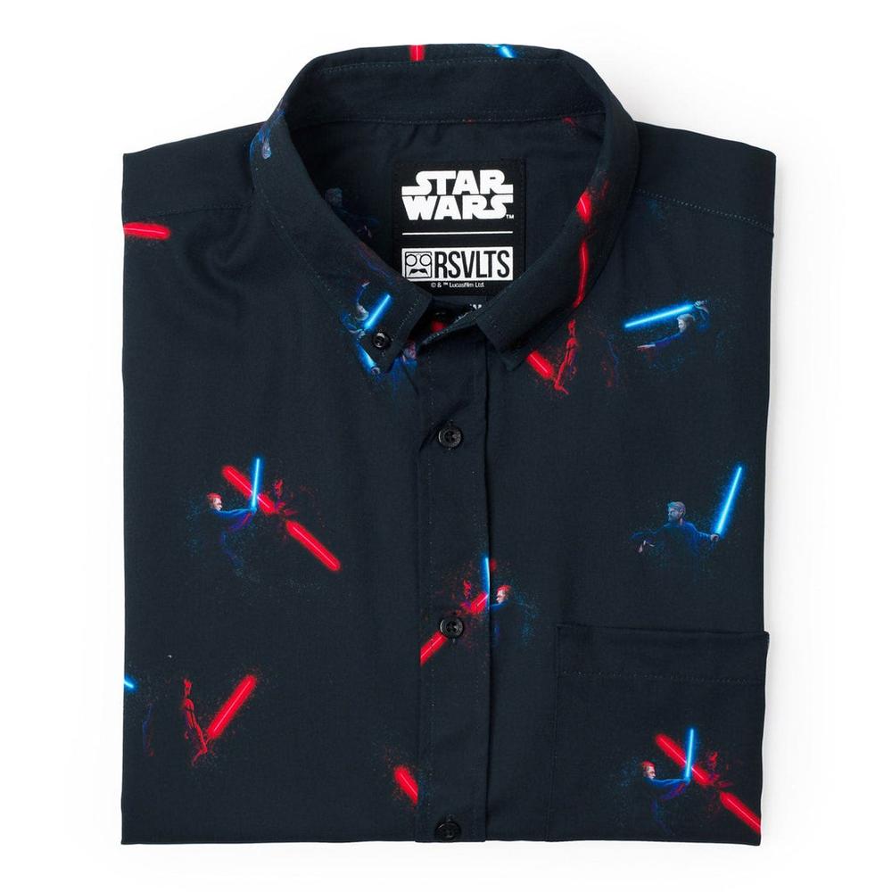 RSVLTS Duel of Fates KUNUFLEX Short Sleeve Shirt in Black — detail 10