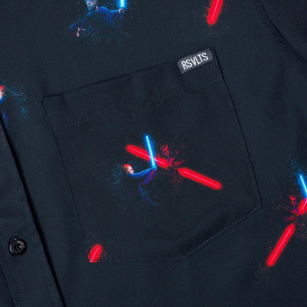 RSVLTS Duel of Fates KUNUFLEX Short Sleeve Shirt in Black — detail 3