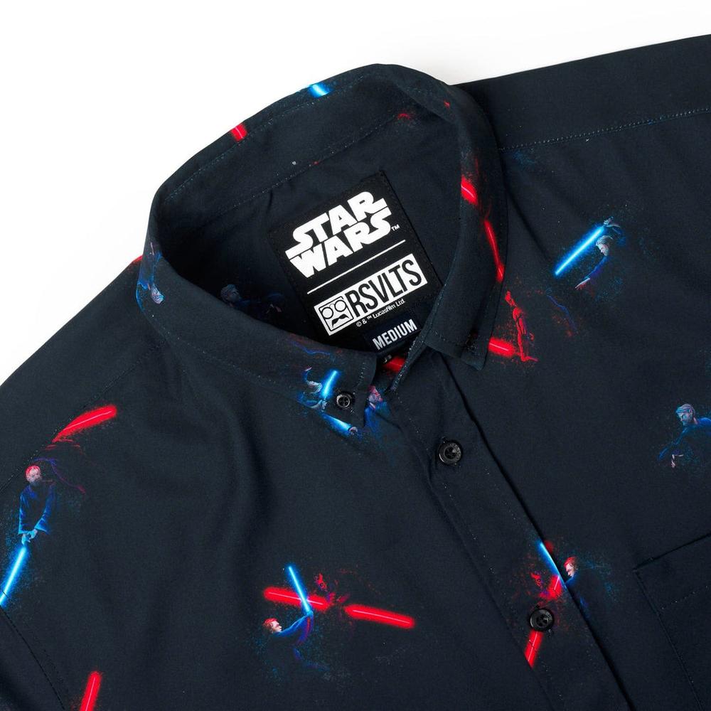 RSVLTS Duel of Fates KUNUFLEX Short Sleeve Shirt in Black — detail 8