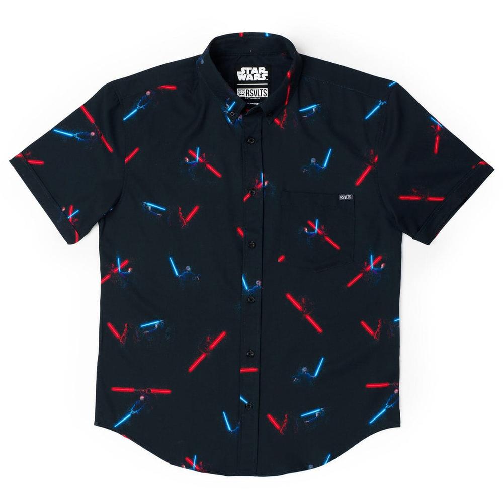 RSVLTS Duel of Fates KUNUFLEX Short Sleeve Shirt in Black — detail 2