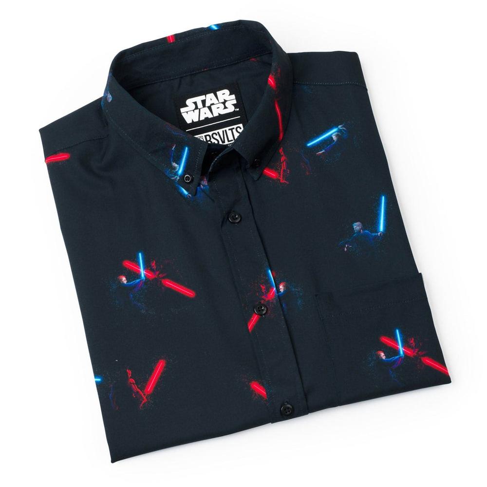 RSVLTS Duel of Fates KUNUFLEX Short Sleeve Shirt in Black — detail 11