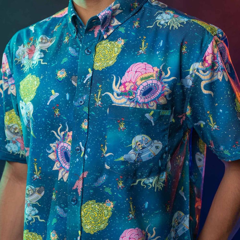 RSVLTS Adventures With Grandpa KUNUFLEX Short Sleeve Shirt in Blue — detail 5