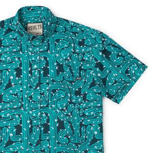 RSVLTS Prickly Situation KUNUFLEX Short Sleeve Shirt in Blue — front view