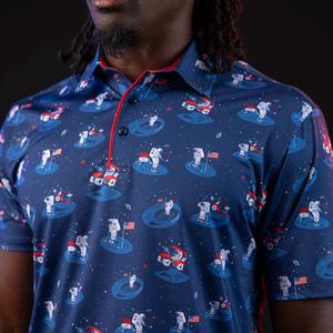 RSVLTS One Small Putt For Man All-Day Polo in Blue — front view