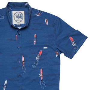 RSVLTS Pacific Coast Paddle Battle KUNUFLEX Short Sleeve Shirt in Blue — front view