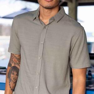 RSVLTS Volcanic Ash Bamboo Short Sleeve Shirt in Gray — front view