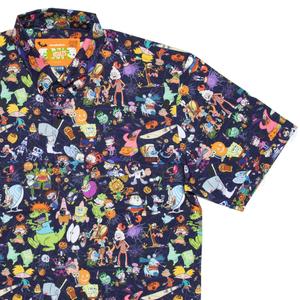 RSVLTS Spooky Mashup KUNUFLEX Short Sleeve Shirt in Purple — front view