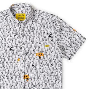 RSVLTS Peanuts Patch KUNUFLEX Short Sleeve Shirt in White — front view