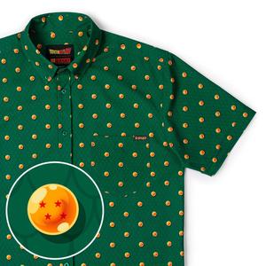 RSVLTS Dragon Balls KUNUFLEX Short Sleeve Shirt in Green — front view