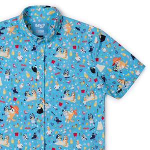RSVLTS Beach Day KUNUFLEX Short Sleeve Shirt in Blue — front view