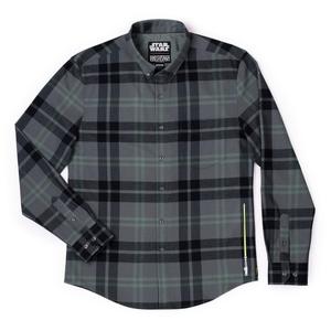 RSVLTS Return of the Plaid BorlandFlex Long Sleeve Flannel in Gray — front view