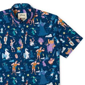 RSVLTS Grecian Gallery KUNUFLEX Short Sleeve Shirt in Blue — front view