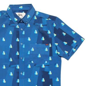 RSVLTS Soul Cat KUNUFLEX Short Sleeve Shirt in Blue — front view