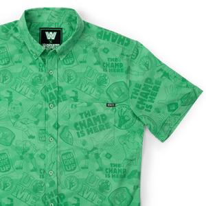 RSVLTS Can't See Me KUNUFLEX Short Sleeve Shirt in Green — front view