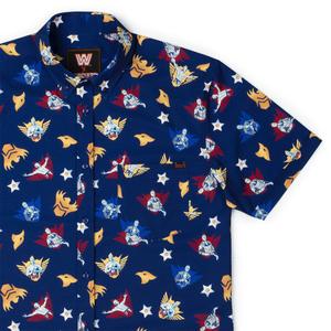RSVLTS Rhode to Glory KUNUFLEX Short Sleeve Shirt in Blue — front view
