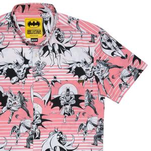 RSVLTS Sundown On Gotham City KUNUFLEX Short Sleeve Shirt in Red — front view