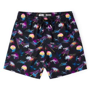 RSVLTS Synthwave Dogfight Hybrid Shorts in Black — front view