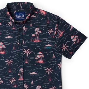 RSVLTS Isle Be Surfing KUNUFLEX Short Sleeve Shirt in Black — front view