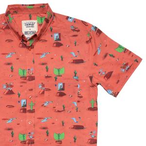 RSVLTS Canyon Chase KUNUFLEX Short Sleeve Shirt in Orange — front view