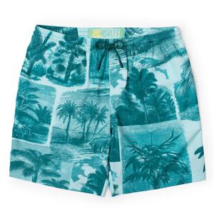 RSVLTS Litho Palms Hybrid Shorts in Blue — front view