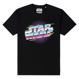 RSVLTS Synthwave Logo Crewneck Tee in Black — front view