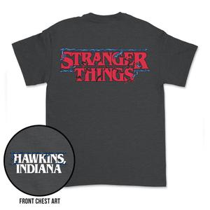 RSVLTS Hawkins, Indiana Crewneck Tee in Black — front view