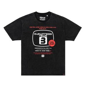 RSVLTS Eyewitness News 3 Vintage Crewneck Tee in Black — front view