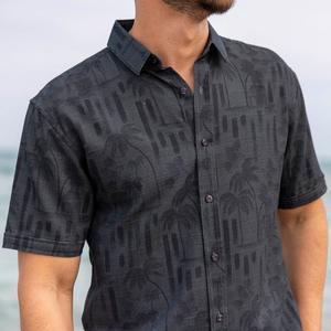 RSVLTS Bula (After Dark) Bamboo Short Sleeve Shirt in Black — front view