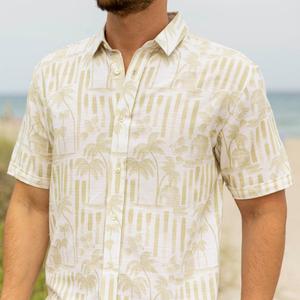 RSVLTS Bula (Gold) Bamboo Short Sleeve Shirt in Neutral — front view