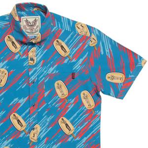 RSVLTS Mt Crushmore KUNUFLEX Short Sleeve Shirt in Blue — front view