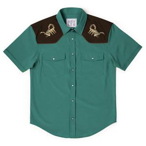 RSVLTS Desert King Roper Short Sleeve Shirt in Green — front view