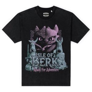 RSVLTS Isle of Berk Vintage Crewneck Tee in Black — front view