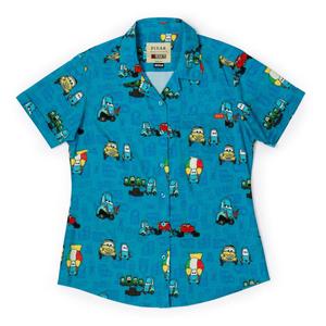 RSVLTS Pit Stop Women's KUNUFLEX Short Sleeve Shirt in Blue — front view