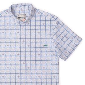 RSVLTS The Scorekeeper KUNUFLEX Short Sleeve Shirt in Blue — front view