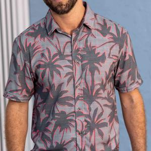 RSVLTS Ember Sunset Bamboo Short Sleeve Shirt in Gray — front view