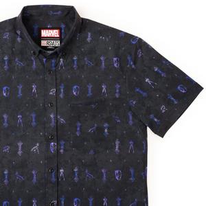 RSVLTS Vibranium Chief KUNUFLEX Short Sleeve Shirt in Black — front view