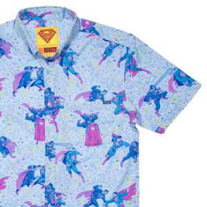 RSVLTS Superman vs. Bizarro KUNUFLEX Short Sleeve Shirt in Blue — front view