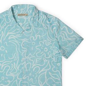 RSVLTS Freehand Floral KUNUFLEX Short Sleeve Shirt in Blue — front view