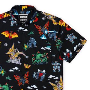 RSVLTS Kaiju Chaos 2.0 KUNUFLEX Short Sleeve Shirt in Black — front view