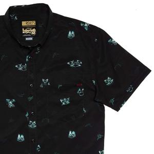 RSVLTS Helping Hands KUNUFLEX Short Sleeve Shirt in Black — front view