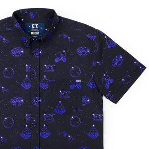 RSVLTS Phone Home KUNUFLEX Short Sleeve Shirt in Blue — front view