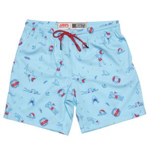 RSVLTS Amity Island Welcomes You Hybrid Shorts in Blue — front view
