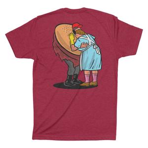 RSVLTS Lunch Lady Land Crewneck Tee in Red — front view