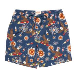 RSVLTS Rocket’s Rad Glare Hybrid Shorts in Blue — front view
