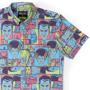 RSVLTS Monster Drip KUNUFLEX Short Sleeve Shirt in Multicolor — front view