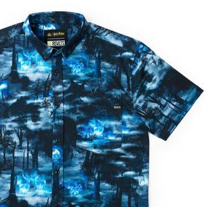 RSVLTS Expecto Patronum KUNUFLEX Short Sleeve Shirt in Blue — front view