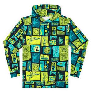 RSVLTS Tiki from the Black Lagoon Performance Hoodie in Green — front view